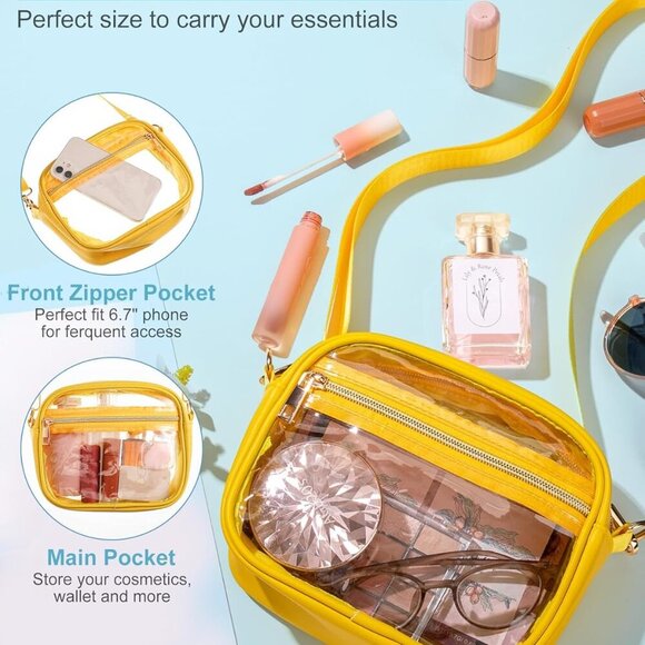 Multicolored Adjustable Clear Crossbody Bags - Perfect for Concerts & Sports - Picture 4 of 6